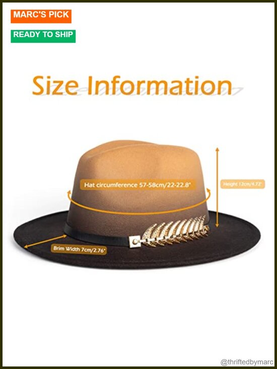 Gradient Color Fedora Wide Brim Felt Hat with Adjustable Strap main image 4